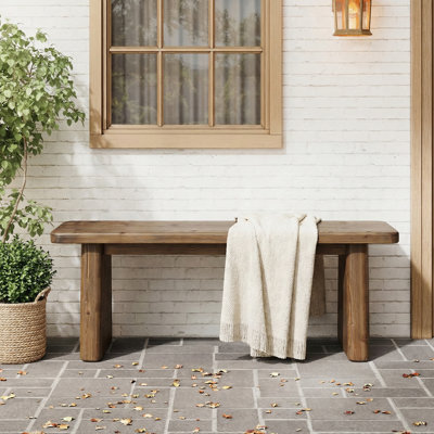 55.1" Solid Wood Bench, Rustic Entryway Bench