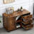 Rustic Brown Mobile Office Cabinet w/ 3 Drawers(1 Lockable),Under Desk Rolling Lateral File Cabinet