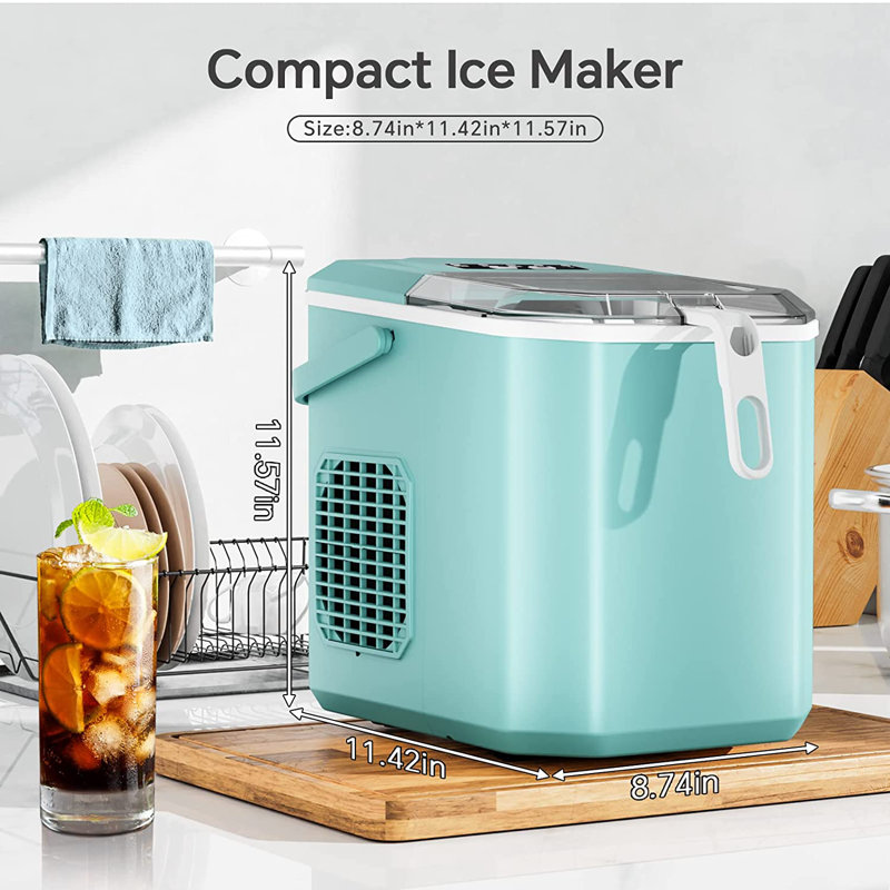 COWSAR 26 Lb. lb. Daily Production Bullet Ice Countertop Ice Maker,9 Ice Cubes Ready in 6 Mins,2 Ice Cube Sizes Available,Automatic Cleaning