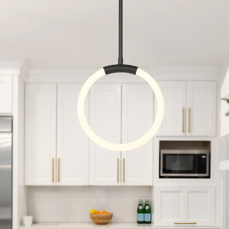 10'' LED Pendant Light – Modern Geometric Ring Pendant – Integrated LED, No Bulb Required – Ideal for Hallway, Entryway, or Accent Corners