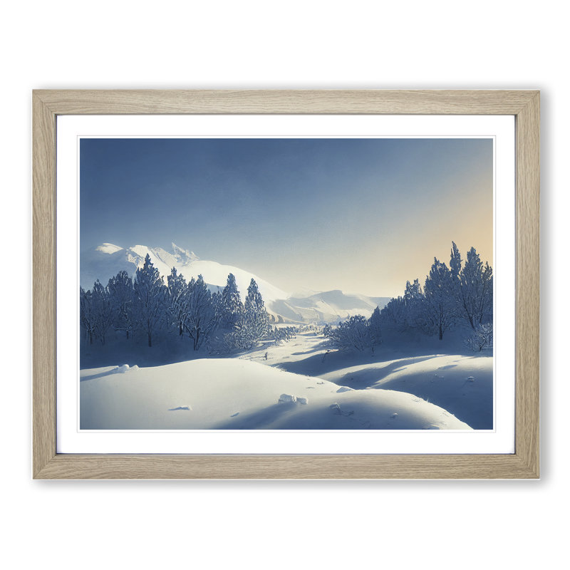 XH1022-10192X Winter Forest Landscape Vol.8 - Single Picture Frame Print, 34cm H x 46cm W x 2cm D, Oak