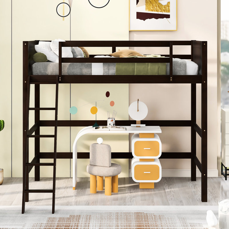 Lit mezzanine simple en bois massif avec ajout de qualité