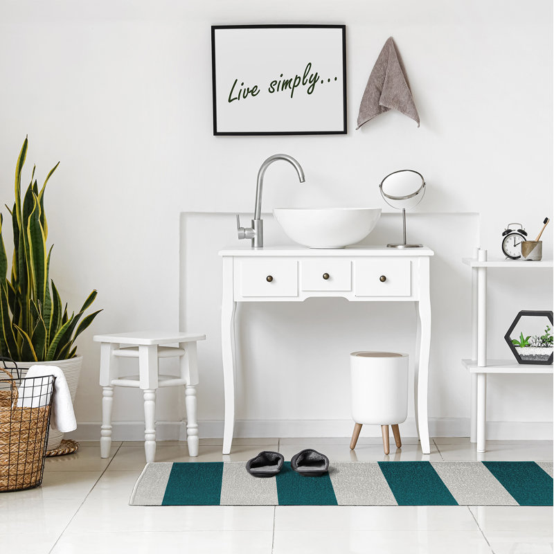 Tapis bleu sarcelle / blanc Lucene, Rectangle 3 pi x 5 pi