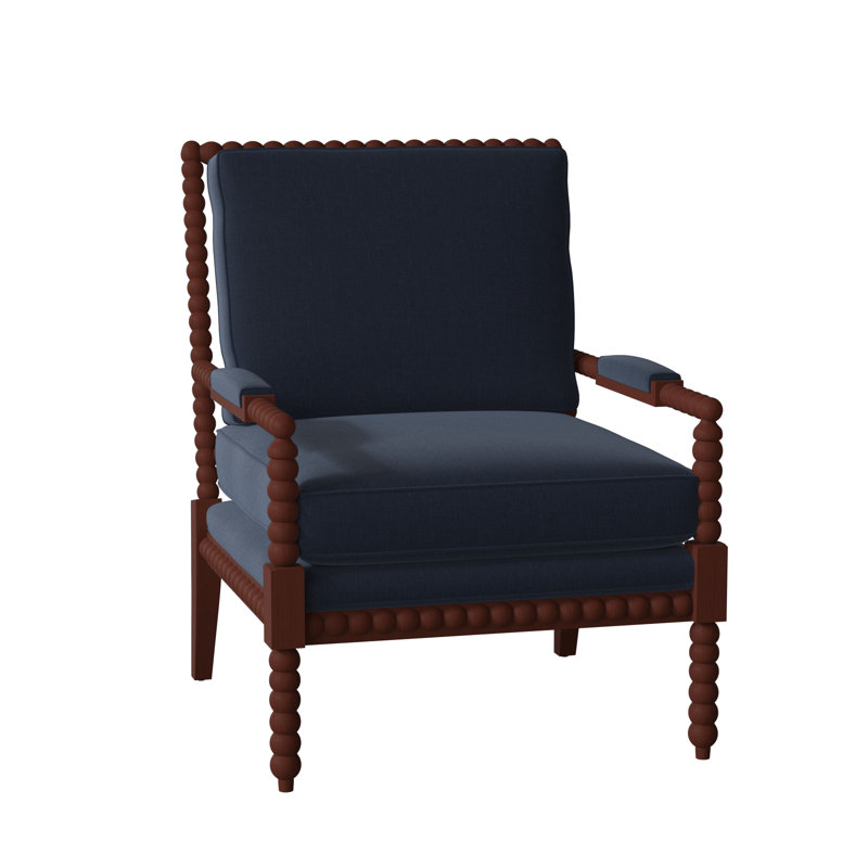 Keaton Upholstered Armchair, Peyton Navy Performance Twill, Cashmere