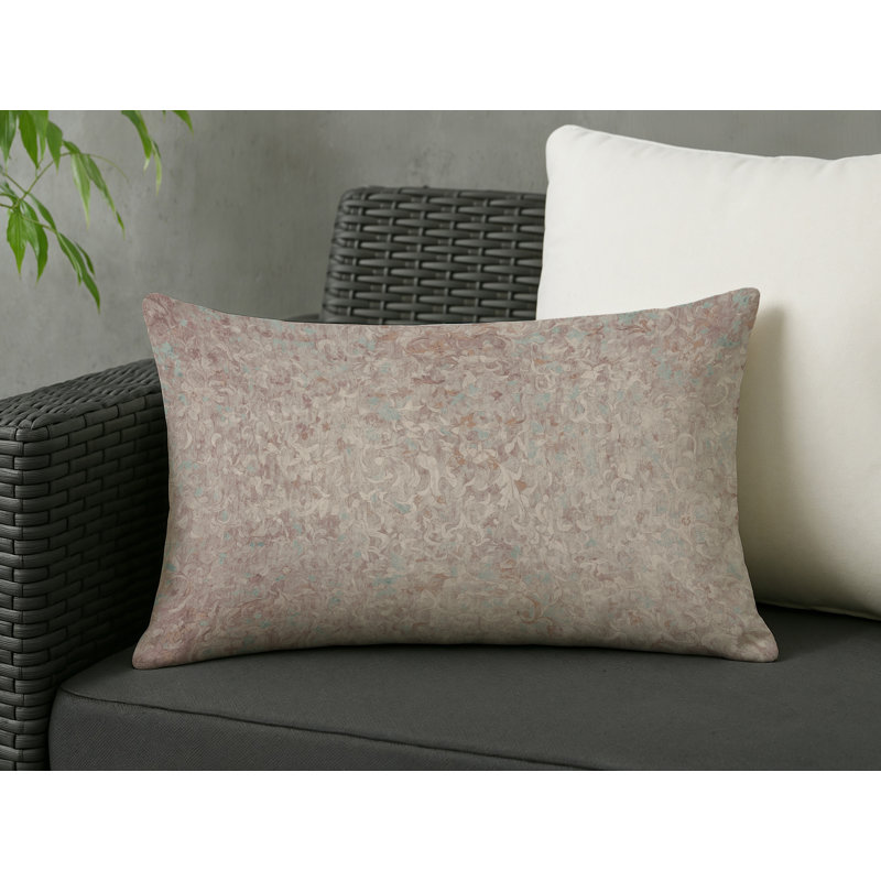 Coussin décoratif intérieur et extérieur Modern, Beige / rose / ivoire abstrait, Rectangle H 20 po x l 14 po