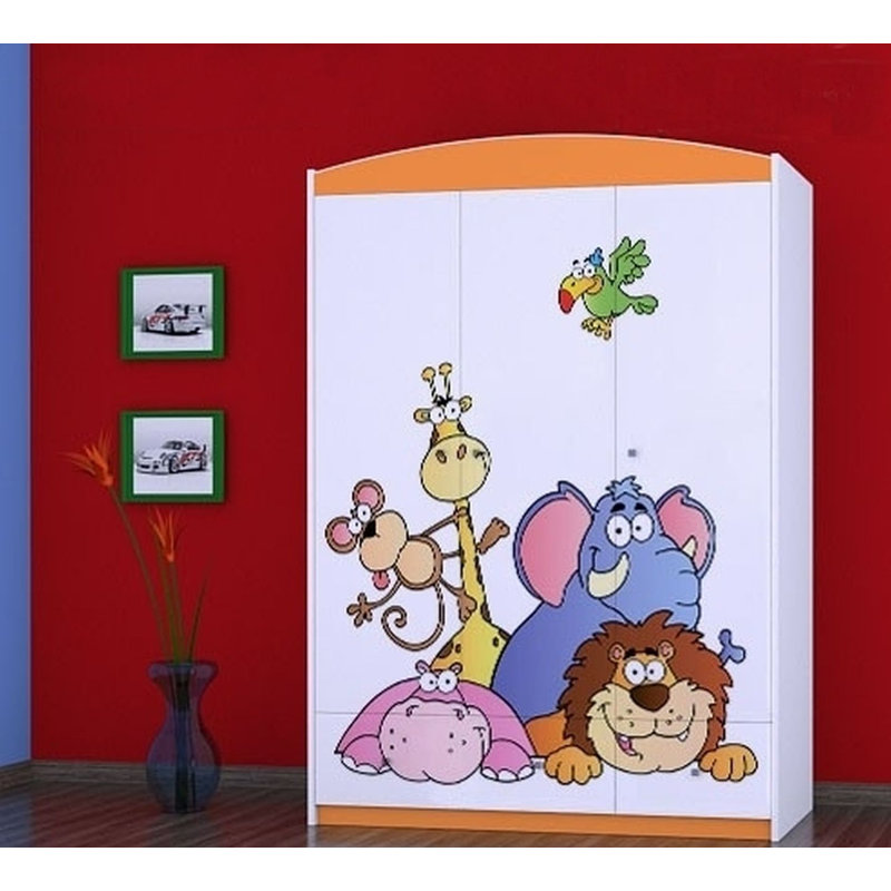 Hanish 3 Door Wardrobe, Orange