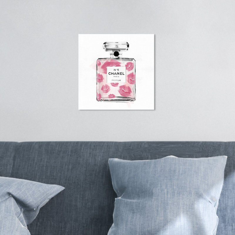 " Fashion And Glam Kiss Kiss Classic Number 5, Glam Pink ", Wrapped Canvas, 12" H x 12" W