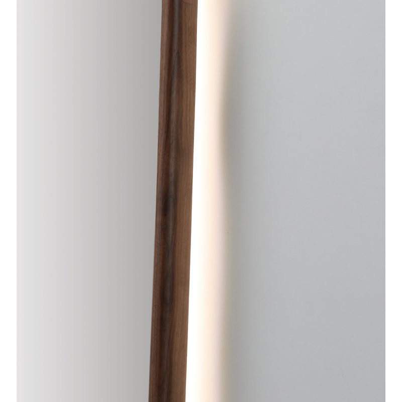 Zen LED Mirror, Walnut, Oval, 39.37" x 23.62"