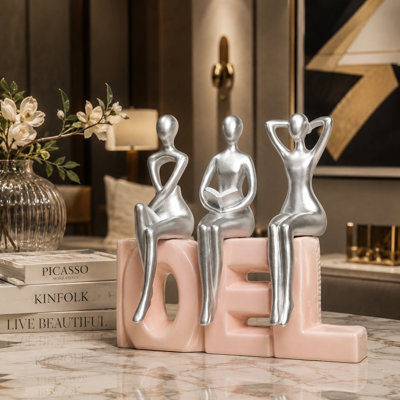 Silver Decor Thinker Statue Decor Book Shelf Decor, Abstract Statue Ornament Office Decor Modern Home Decor Decorations for Living Room Collectable Figurines Coffee Table Decor 3 Piece