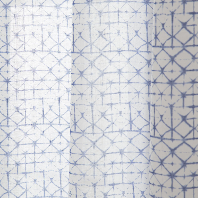 Rideaux semi-transparents à œillets Clancie Diamond Shibori