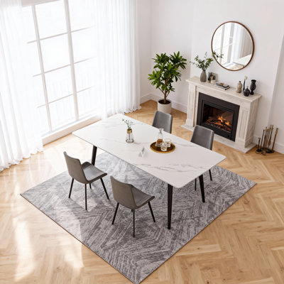 Stone Top Metal Base Dining Table