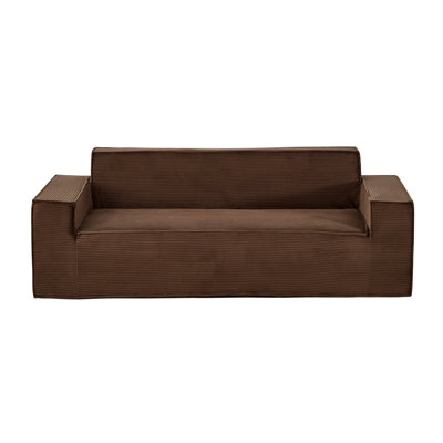 3-Seater Sofa in a Box, 83-Inch No Assembly Corduroy Couch with Memory Foam, Deep Seafor Living Room, Apartment, or Office, Brown