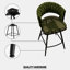 Tabouret de bar pivotant en lin de 2 personnes avec pieds noirs, structure et dossier confortable pour la cuisine, le salon et le coin bureau