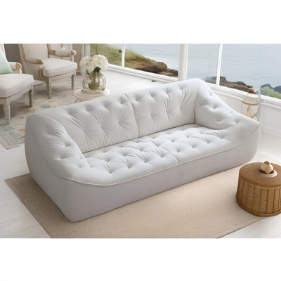 Najya Captivating 89" Reception Sofa with Solid Wood Frame and Tufted Elegance Decor