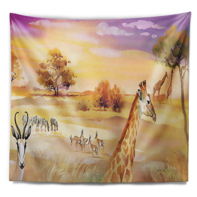 Illustration de la faune de la savane, H 68 po x l 80 po