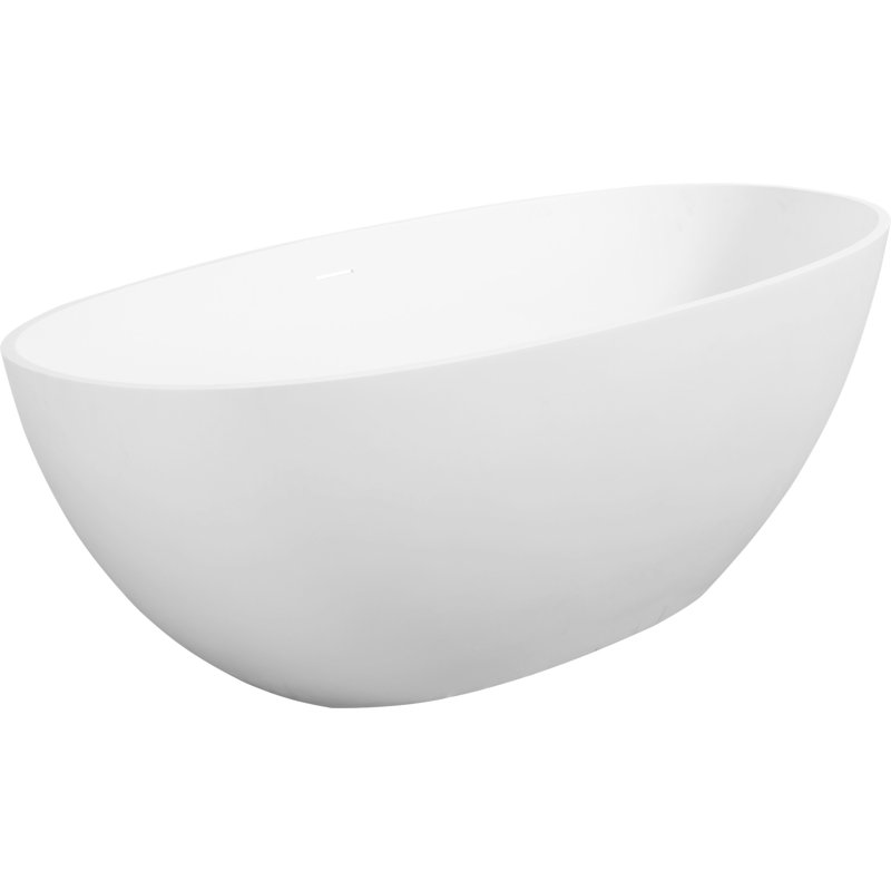 Luxury Handcrafted Freestanding Soaking Bathtub With Overflow In Matte White
