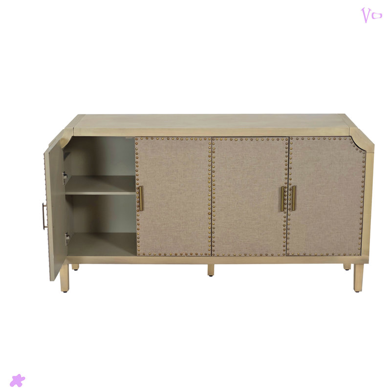 Armoire moderne à 4 portes avec portes décoratives en rotin