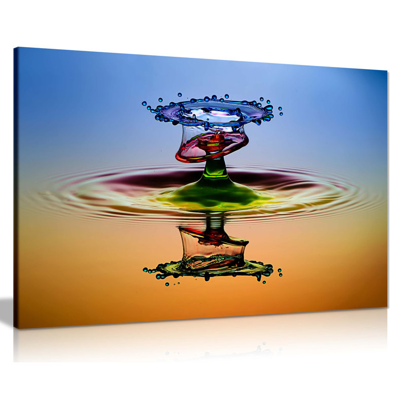 Colourful Water Splash Reflection Artistic - Wrapped Canvas Art Prints, 31cm H x 20cm W
