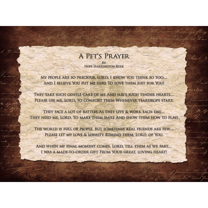 «A Animals Prayer Hope House Poem», art textuel sur toile tendue, H 18 po x l 24 po