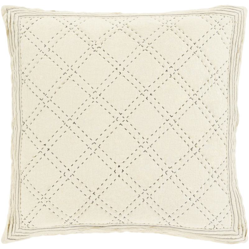 Kojo 100% Linen Sham Set, Euro, Cream/Charcoal