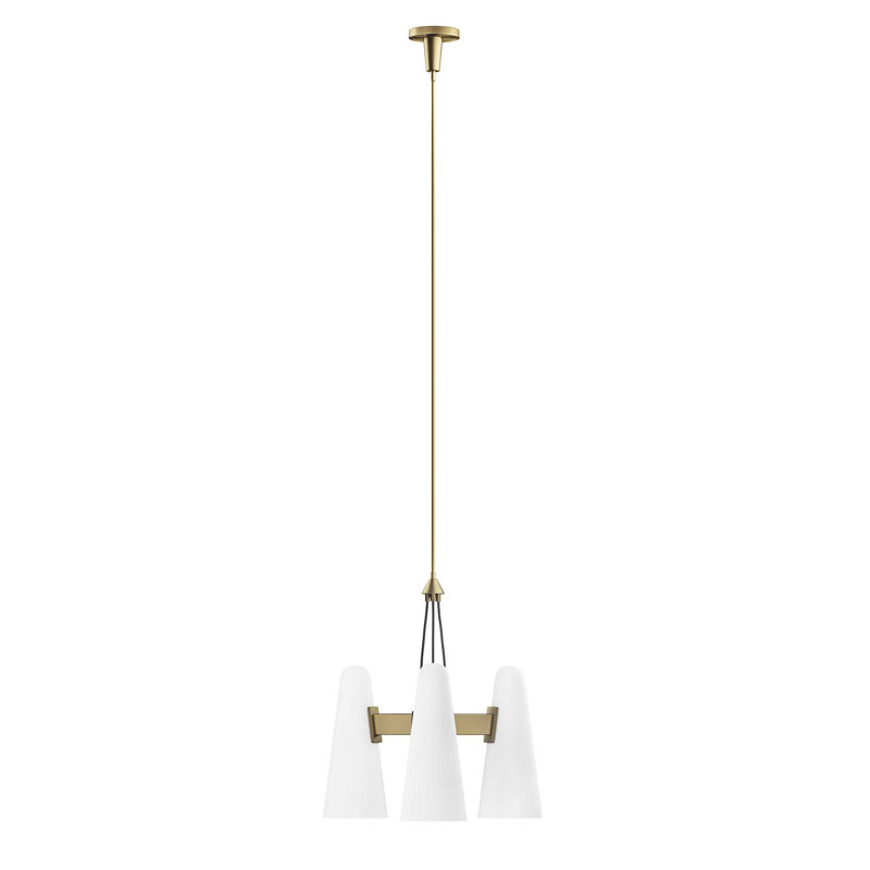 Opal Satin Brass 3-Light Pendant with Glass Shades