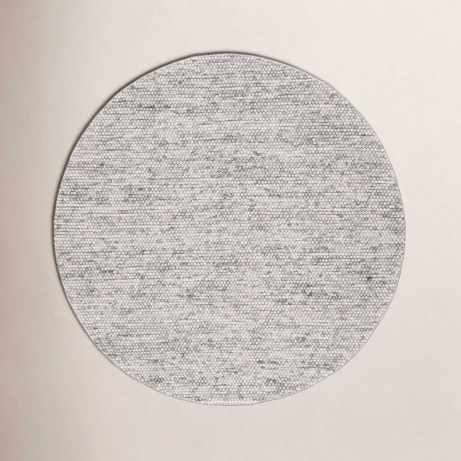 Elle Light Grey Ivory Hand-Woven Rug, Round 10'