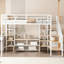 Lit mezzanine en métal avec escalier, table de rangement basse et tablettes de rangement-10231636