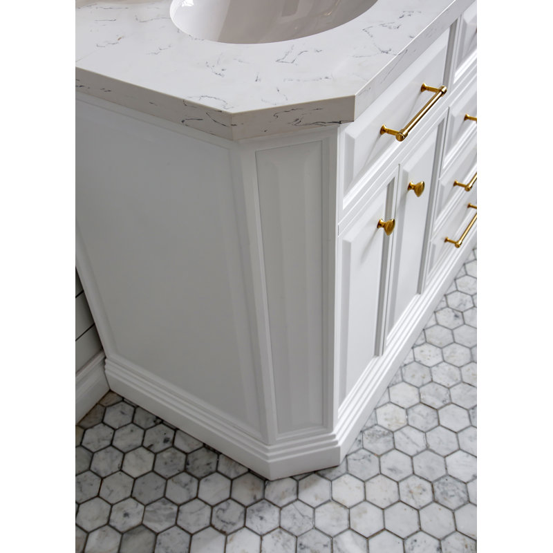 Palace 60'' W Double Vanity, Pure White, Satin Brass
