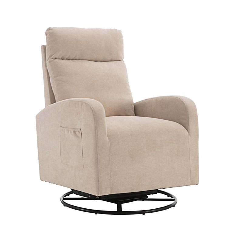 Solid +PlyWood+Metal Base Rocking Chair, Beige Polyester