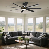 Antarctic Star 60" Modern Black Ceiling Fans  With Led Light,Remote-Controlled | 6-Speed Reversible Dc Motor | 3-Colour Dimmable Led | Ultra-Quiet 45Db Operation | Timer Function