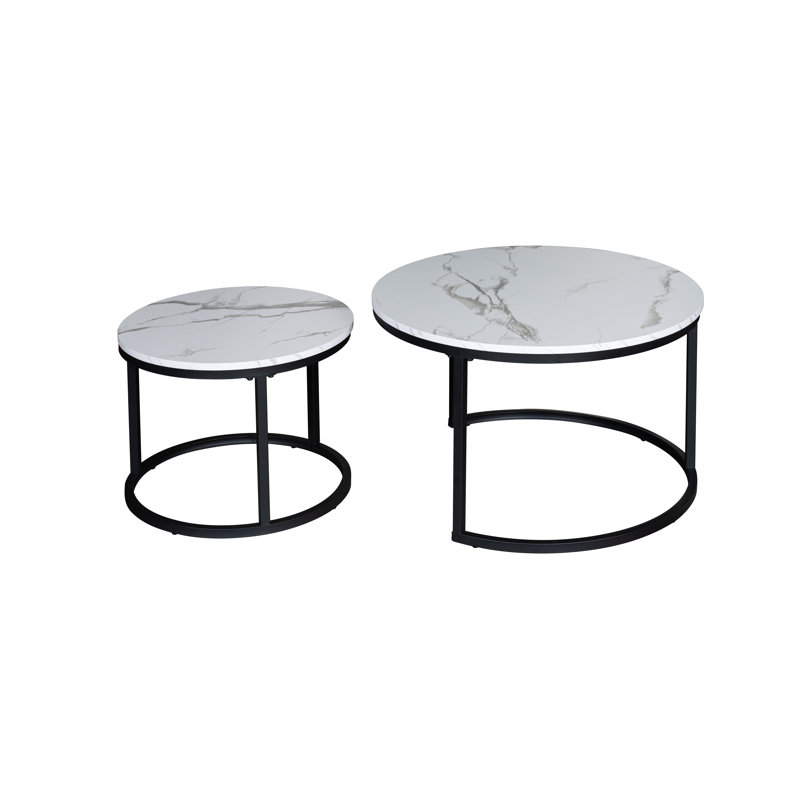 Maag Frame 2 Piece Nest Coffee Table Set, Marble White