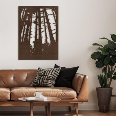 Enchanted Tree with Foliage Modern Abstract Wall Accent Sculpture Hanging Decoration Metal Wall Decor