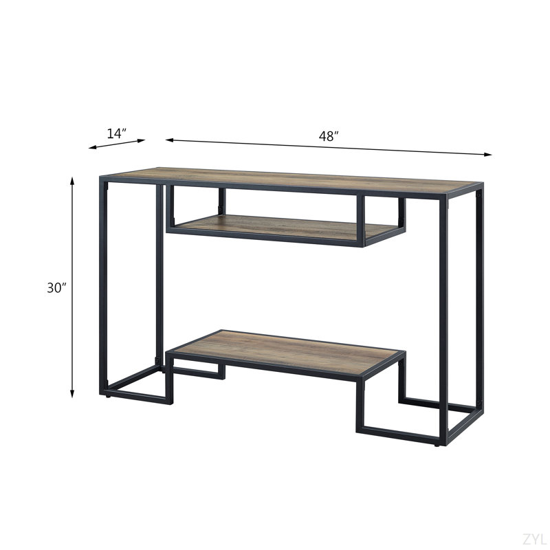 Rustic Oak & Black Finish Sofa Table