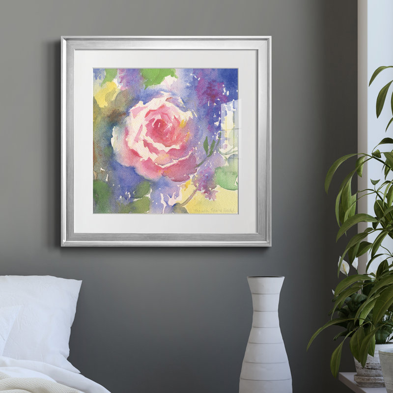 «Margot's Rose II» par J Paul, reproduction d'art sur papier encadrée, Papier avec cadre argenté
