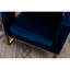 Contemporary Arm Chair, Blue - Upholstered With Soft Fabric, Metal Construction, Square , Cushy Pillow Back Comfy Armrest Chair In Velvety Frame, Cut-Out Cozy Cushion