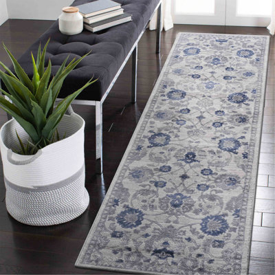 Collection Blue/Silver/Oriental Non-Shedding Living Room Bedroom Dining Home Office Stylish And Stain Resistant Area Rug