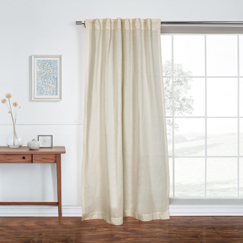 Linen Blend Semi Sheer Rod Pocket And Back Tab Curtain (Single Panel), Oatmeal, 52" W x 84" L