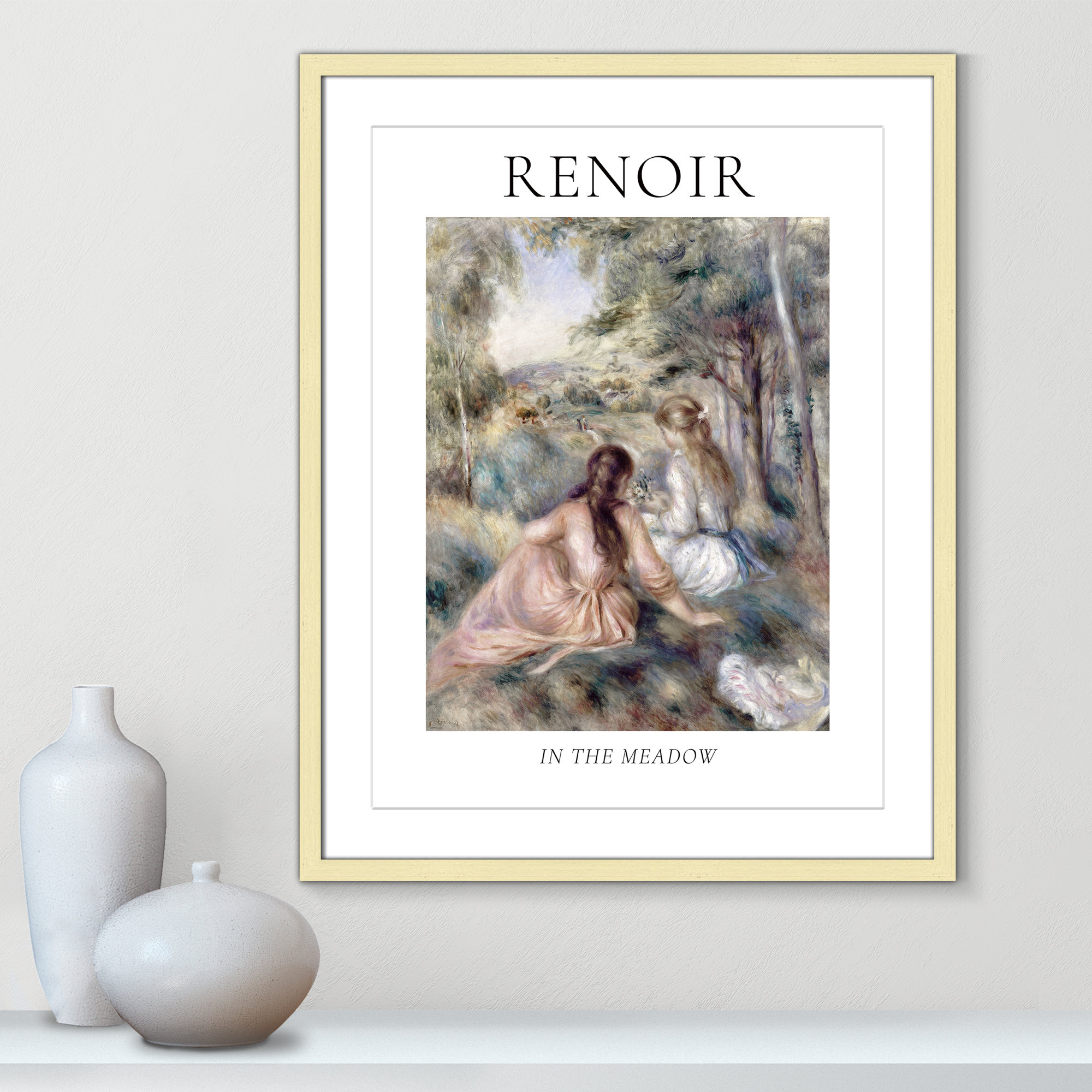 Old Masters Collection " In The Meadow " by Auguste Renoir, Gold Single Picture Frame, Yes, 29.5" H x 23.5" W x 1.25" D