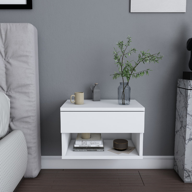 Jamot 44.6cm W Bedside Table, White