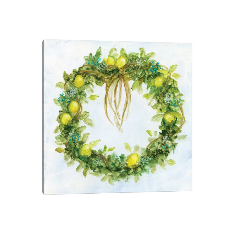 Fresh Lemon Wreath by Nan - Wrapped Canvas Painting, 30.48 cm H x 30.48 cm W