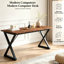 Bureau de direction 71 po avec structure en métal et finition en bois rétro, grand bureau d'ordinateur avec une capacité de 360 lb pour le bureau personnel - Table d'écriture ergonomique avec pieds réglables