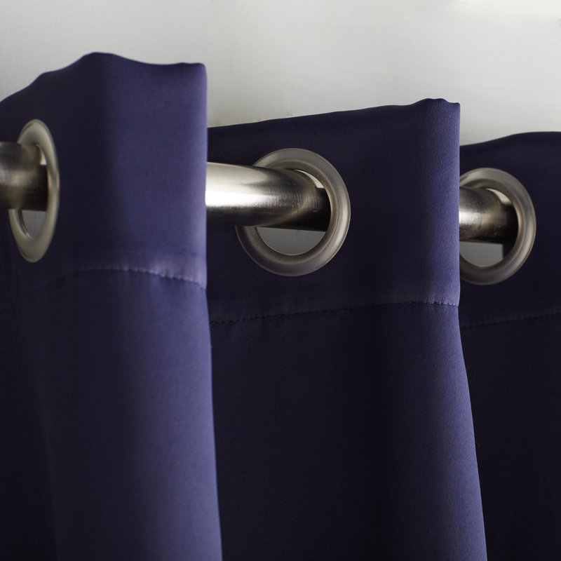 Mcmanus Room Darkening Thermal Grommet Curtain Panels, 52" W x 84" L, Navy