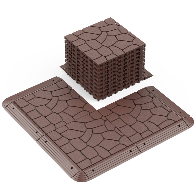 Carreaux de terrasse 12 "New Stone Texture, Brun-rouge