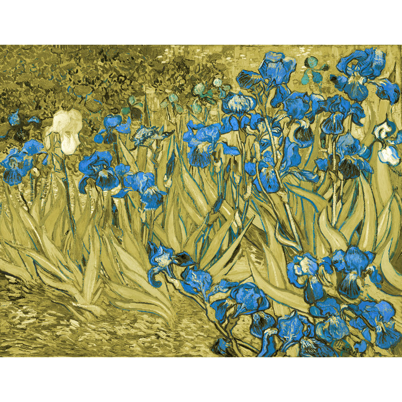 Décalcomanie murale amovible irises de van gogh, H 36 po x l 48 po, Jaune / violet
