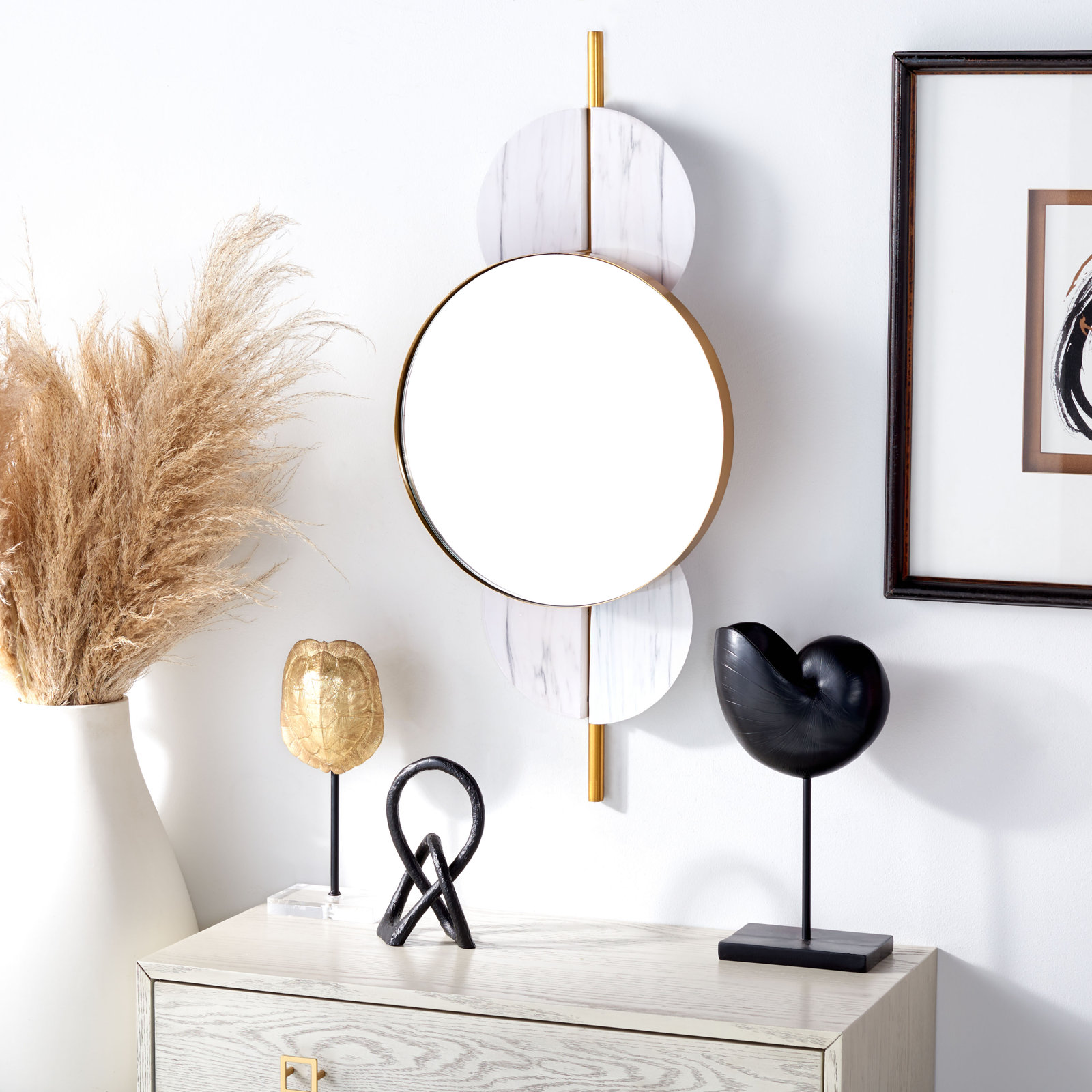 Lori Metal Elongated Wall Mirror, White