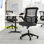 Chaise de bureau ergonomique pivotante à dossier mi-haut en filet avec accoudoirs rabattables Jayetta