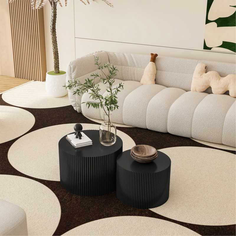 Ensemble de tables basses gigognes Wave, Noir