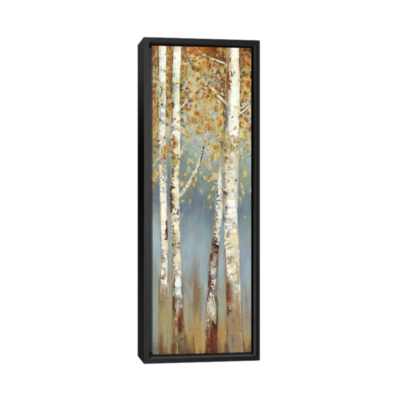 Butterscotch Birch Trees I Black Framed Canvas Art, 48" x 16"
