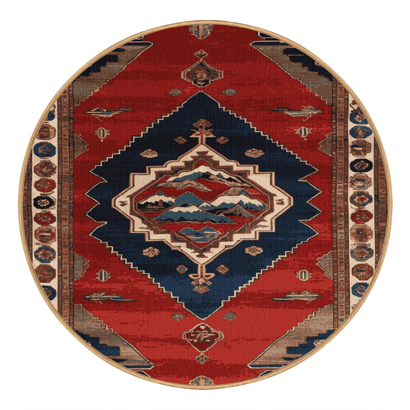 Tapis brun lavable à la machine, Rond 3 pi