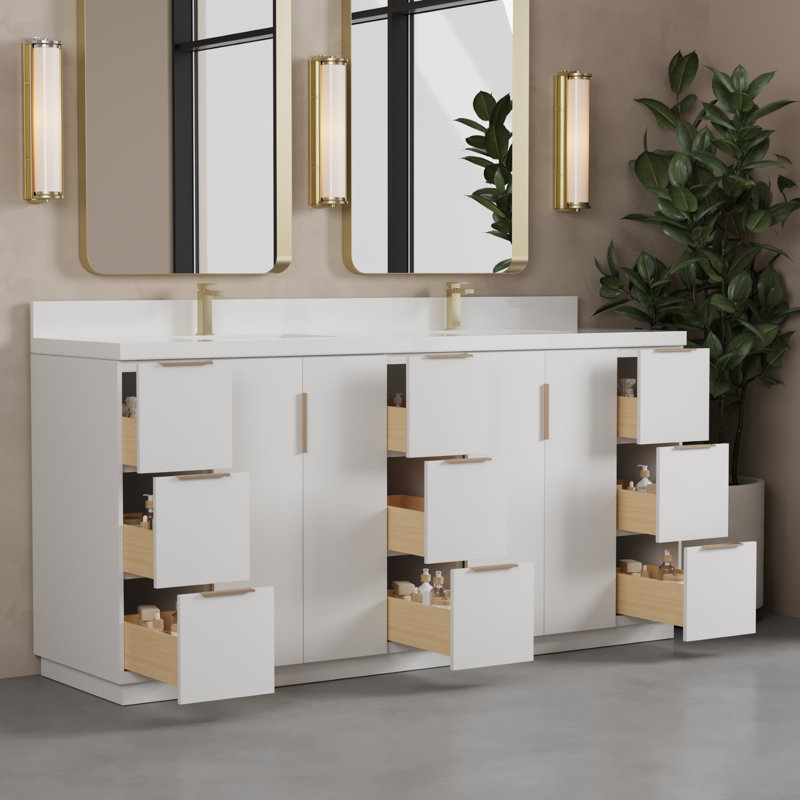 Varnam 75-in. Double Vanity, White